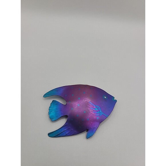 Vintage Brooch Pin Fish Purple Blue Ocean  School Jewelry Costume - Picture 1 of 16